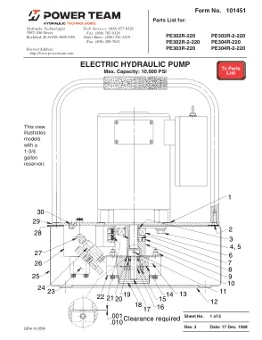 Première page de la documentation fabricant: Power Team 101451 – Liste de pièces détachées