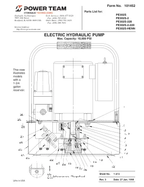Première page de la documentation fabricant: Power Team 101452 – Liste de pièces détachées