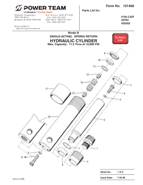 Première page de la documentation fabricant: Power Team 101468 – Liste de pièces détachées