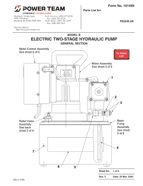 Première page de la documentation fabricant: Power Team 101499 – Liste de pièces détachées