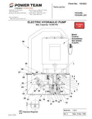 Première page de la documentation fabricant: Power Team 101623 – Liste de pièces détachées