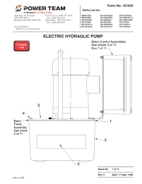 Première page de la documentation fabricant: Power Team 101635 – Liste de pièces détachées