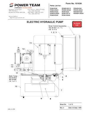 Première page de la documentation fabricant: Power Team 101636 – Liste de pièces détachées