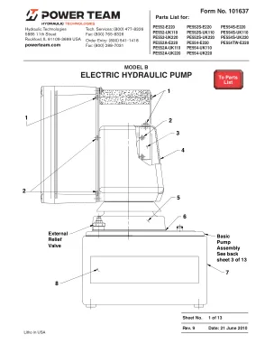 Première page de la documentation fabricant: Power Team 101637 – Liste de pièces détachées