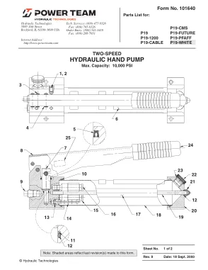 Première page de la documentation fabricant: Power Team 101640 – Liste de pièces détachées