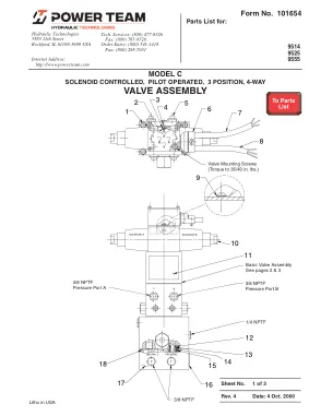 Première page de la documentation fabricant: Power Team 101654 – Liste de pièces détachées