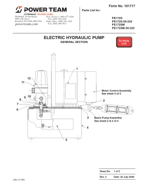 Première page de la documentation fabricant: Power Team 101717 – Liste de pièces détachées