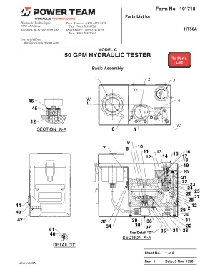Première page de la documentation fabricant: Power Team 101718 – Liste de pièces détachées