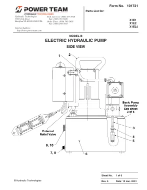 Première page de la documentation fabricant: Power Team 101721 – Liste de pièces détachées