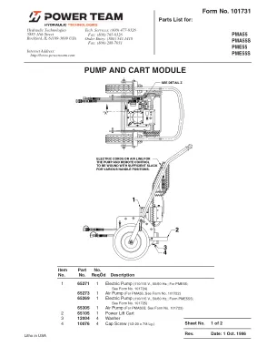 Première page de la documentation fabricant: Power Team 101731 – Liste de pièces détachées