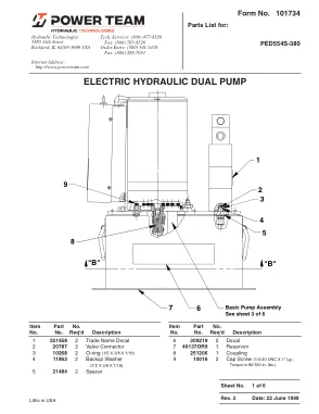 Première page de la documentation fabricant: Power Team 101734 – Liste de pièces détachées