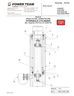Première page de la documentation fabricant: Power Team 101737 – Liste de pièces détachées