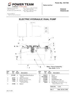 Première page de la documentation fabricant: Power Team 101739 – Liste de pièces détachées