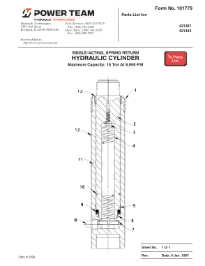 Première page de la documentation fabricant: Power Team 101779 – Liste de pièces détachées