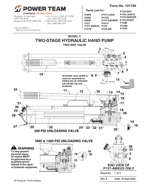 Première page de la documentation fabricant: Power Team 101796 – Liste de pièces détachées