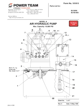 Première page de la documentation fabricant: Power Team 101813 – Liste de pièces détachées