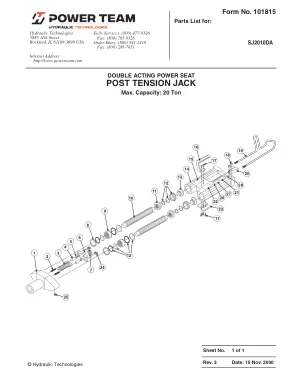 Première page de la documentation fabricant: Power Team 101815 – Liste de pièces détachées