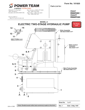 Première page de la documentation fabricant: Power Team 101820 – Liste de pièces détachées