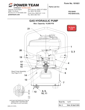 Première page de la documentation fabricant: Power Team 101821 – Liste de pièces détachées