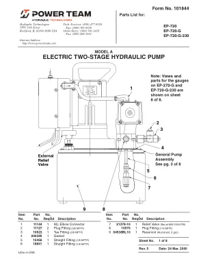 Première page de la documentation fabricant: Power Team 101844 – Liste de pièces détachées