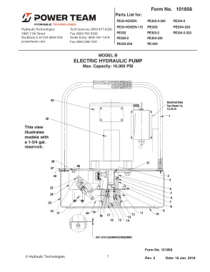 Première page de la documentation fabricant: Power Team 101856 – Liste de pièces détachées