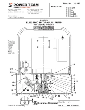 Première page de la documentation fabricant: Power Team 101857 – Liste de pièces détachées