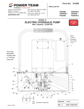Première page de la documentation fabricant: Power Team 101858 – Liste de pièces détachées