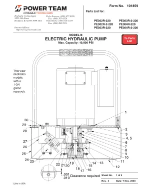 Première page de la documentation fabricant: Power Team 101859 – Liste de pièces détachées