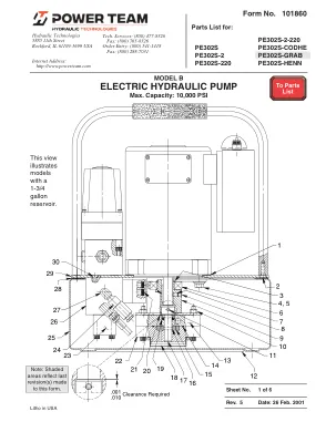 Première page de la documentation fabricant: Power Team 101860 – Liste de pièces détachées