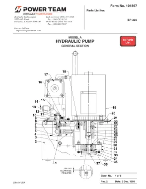 Première page de la documentation fabricant: Power Team 101867 – Liste de pièces détachées