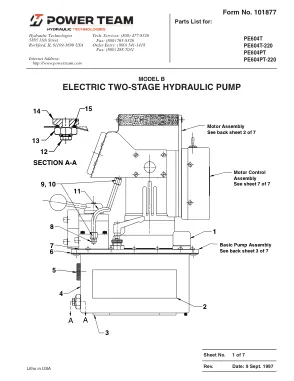 Première page de la documentation fabricant: Power Team 101877 – Liste de pièces détachées