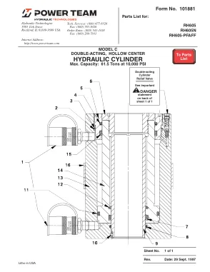 First page of the manufacturer document: Power Team 101881 – Parts list