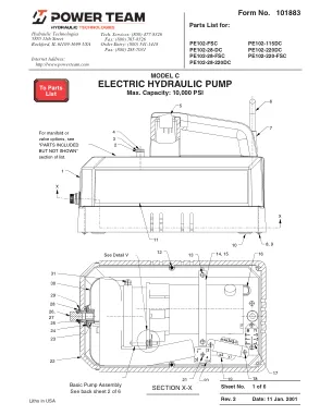 Première page de la documentation fabricant: Power Team 101883 – Liste de pièces détachées