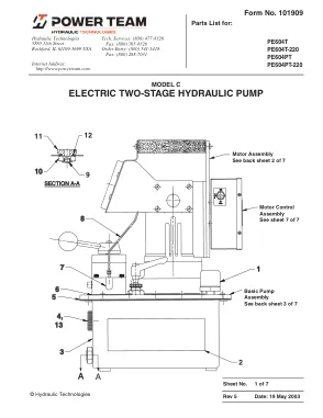 Première page de la documentation fabricant: Power Team 101909 – Liste de pièces détachées