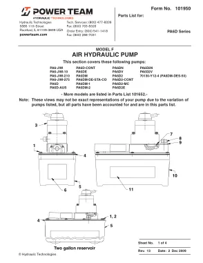 Première page de la documentation fabricant: Power Team 101950 – Liste de pièces détachées