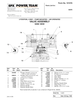 Première page de la documentation fabricant: Power Team 101978 – Liste de pièces détachées