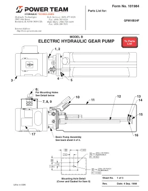 Première page de la documentation fabricant: Power Team 101984 – Liste de pièces détachées