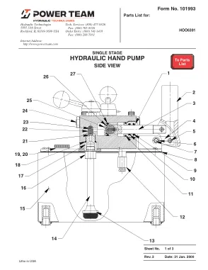 Première page de la documentation fabricant: Power Team 101993 – Liste de pièces détachées
