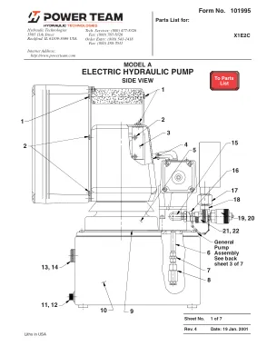 Première page de la documentation fabricant: Power Team 101995 – Liste de pièces détachées