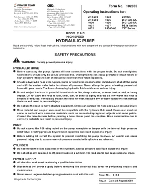Première page de la documentation fabricant: Power Team 102355 – Notice d’utilisation