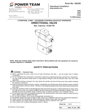 Première page de la documentation fabricant: Power Team 102435 – Document technique