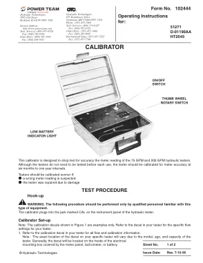 Première page de la documentation fabricant: Power Team 102444 – Notice d’utilisation