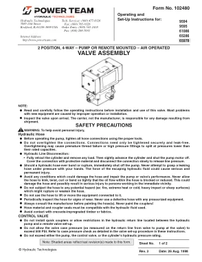 Première page de la documentation fabricant: Power Team 102480 – Notice d’utilisation