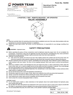Première page de la documentation fabricant: Power Team 102493 – Notice d’utilisation