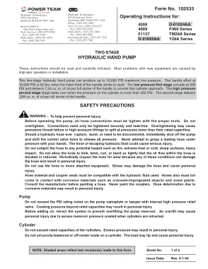 Première page de la documentation fabricant: Power Team 102533 – Notice d’utilisation