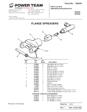Première page de la documentation fabricant: Power Team 102543 – Notice d’utilisation