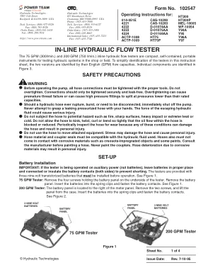 Première page de la documentation fabricant: Power Team 102547 – Notice d’utilisation