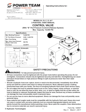 Première page de la documentation fabricant: Power Team 102557 – Notice d’utilisation