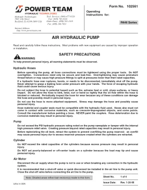 Première page de la documentation fabricant: Power Team 102561 – Notice d’utilisation