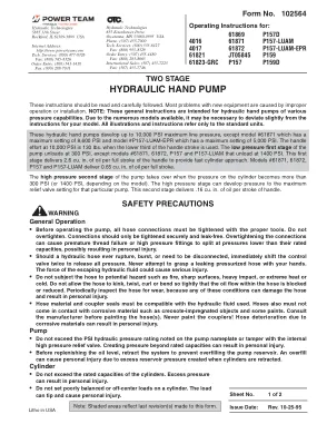 Première page de la documentation fabricant: Power Team 102564 – Notice d’utilisation